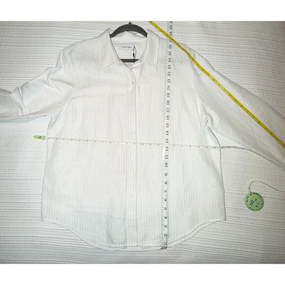 Calvin Klein Women’s Linen Blend Button Down Shirt White Large L NWT - Picture 5 of 6